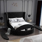 Soft Velvet Upholstered Circle Storage Bed