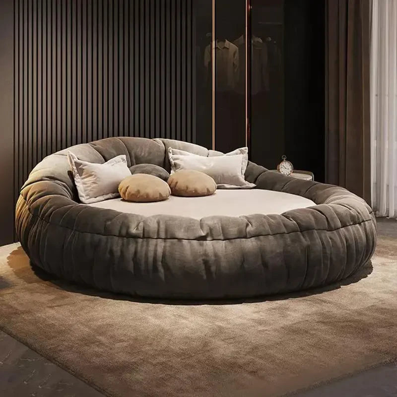 Modern Round Fabric Bed