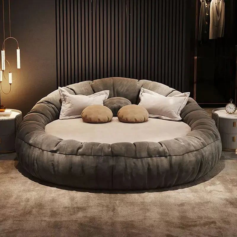 Modern Round Fabric Bed