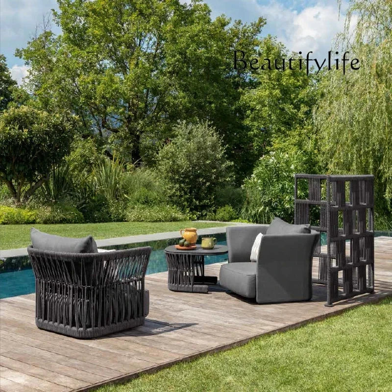 Outdoor Aluminum Rope Sun Lounger