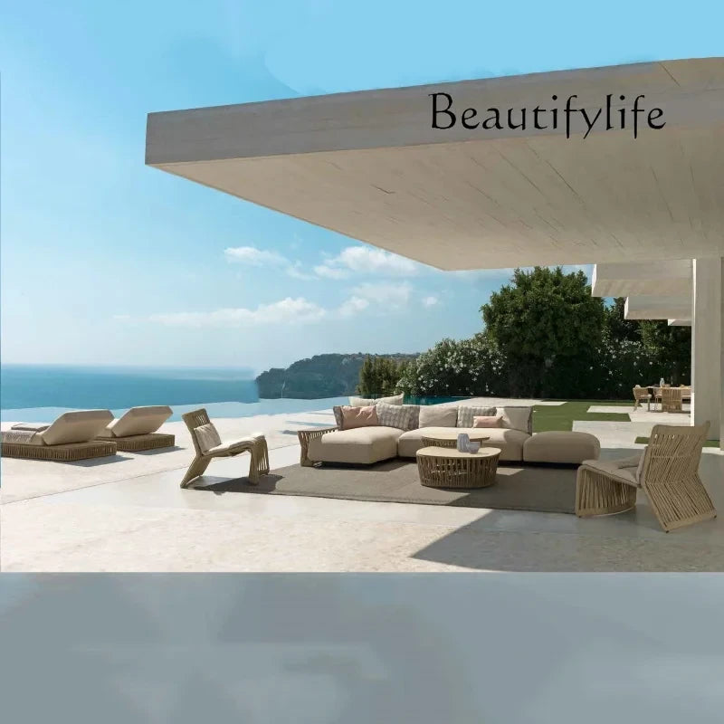 Outdoor Aluminum Rope Sun Lounger