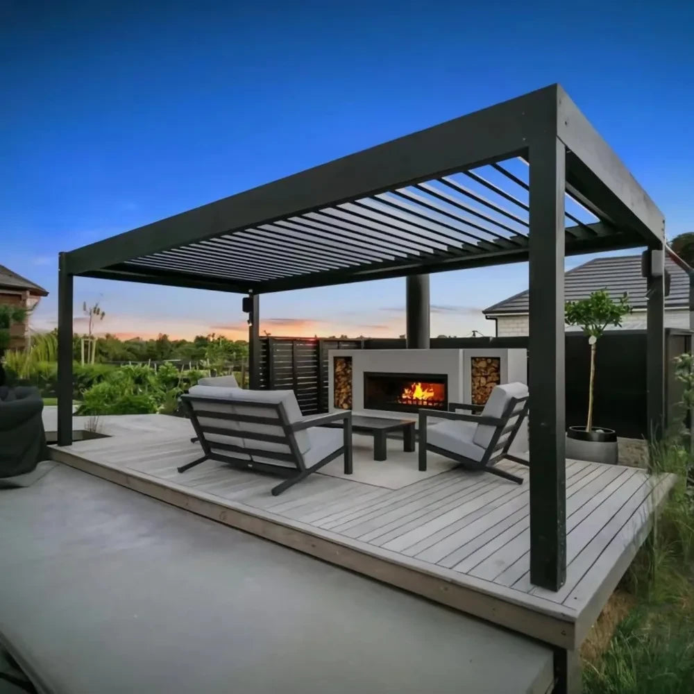 Motorisierte Aluminium-Gartenpergola