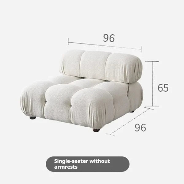 Minimalist Cream Teddy Fabric Modular Sofa