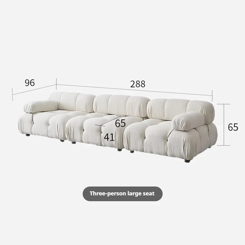 Minimalist Cream Teddy Fabric Modular Sofa