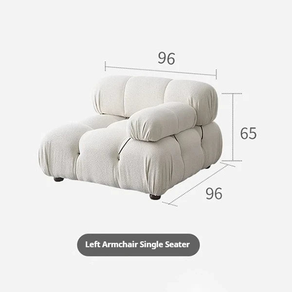 Minimalist Cream Teddy Fabric Modular Sofa