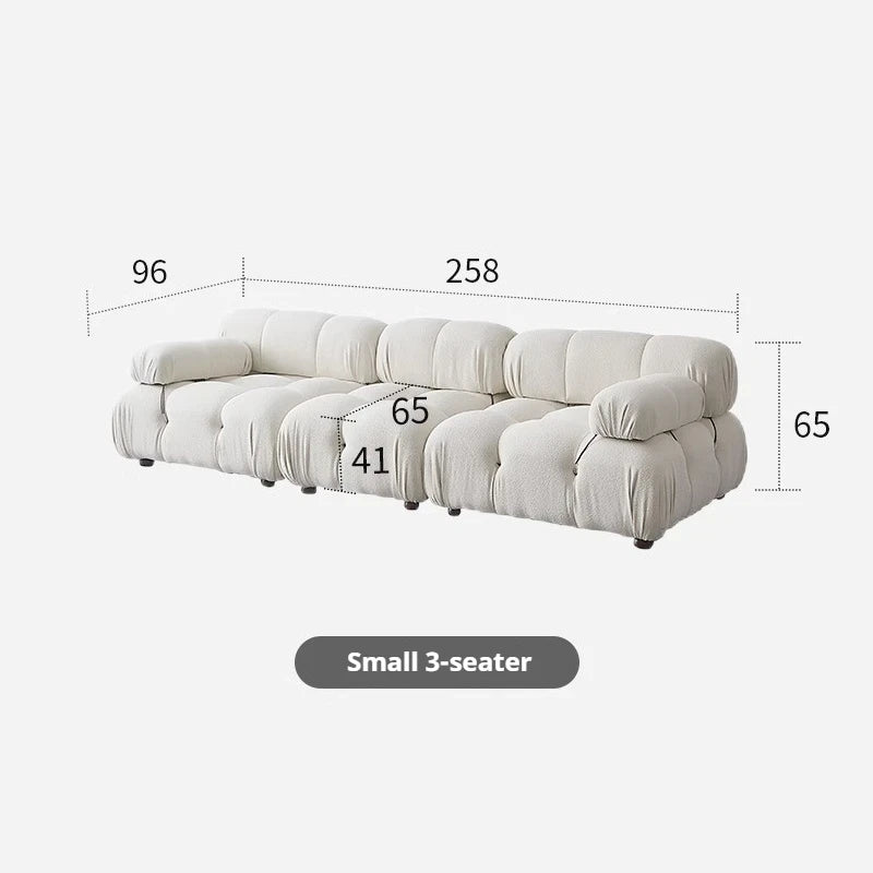 Minimalist Cream Teddy Fabric Modular Sofa