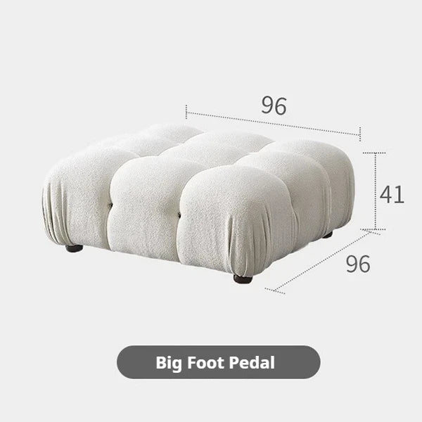 Minimalist Cream Teddy Fabric Modular Sofa