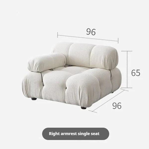 Minimalist Cream Teddy Fabric Modular Sofa
