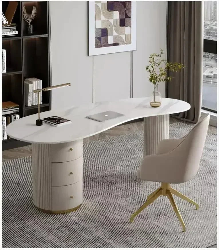 Modern Kidney-Shaped Sintered Stone Desk