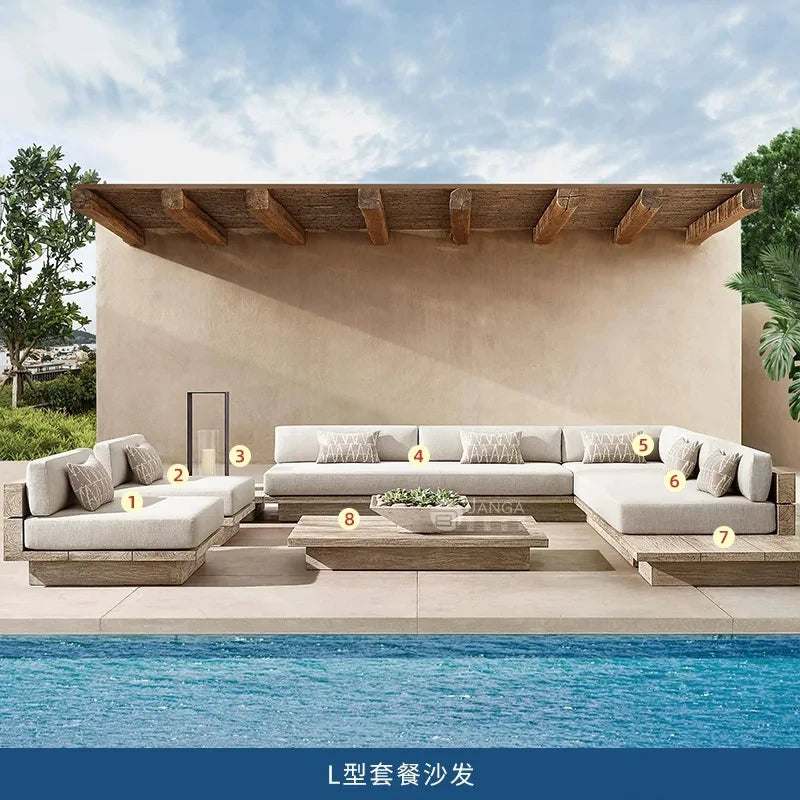 Solid Wood Outdoor Sofa