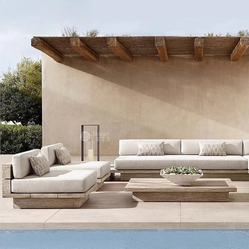 Solid Wood Outdoor Sofa