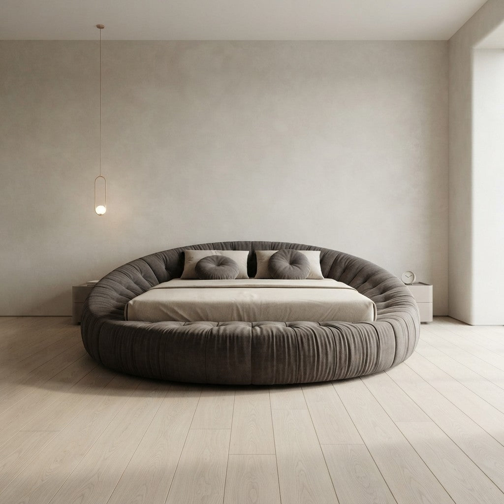 Modern Round Fabric Bed