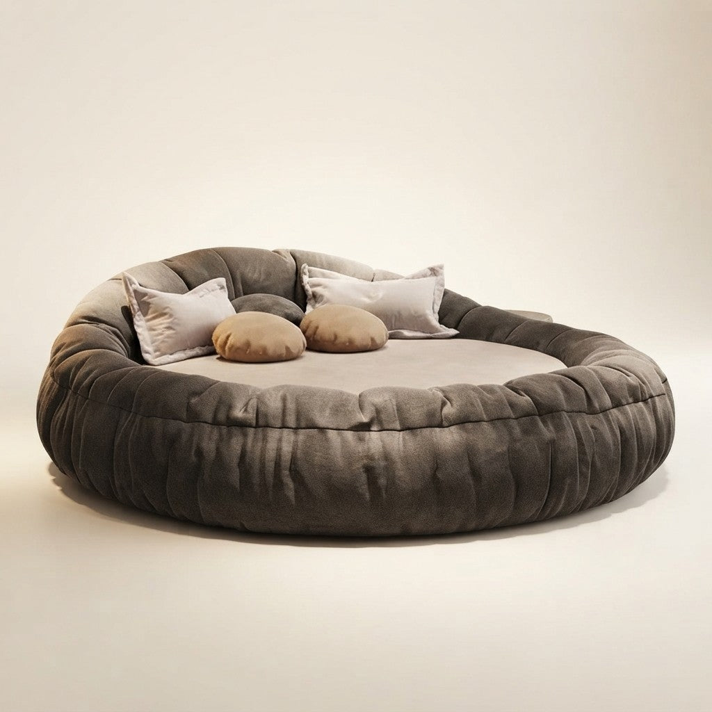 Modern Round Fabric Bed