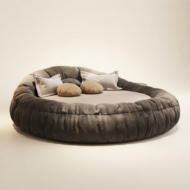 Modern Round Fabric Bed