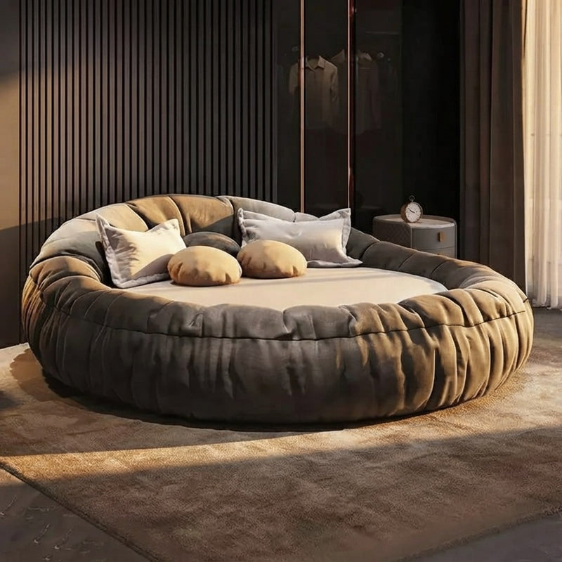 Modern Round Fabric Bed