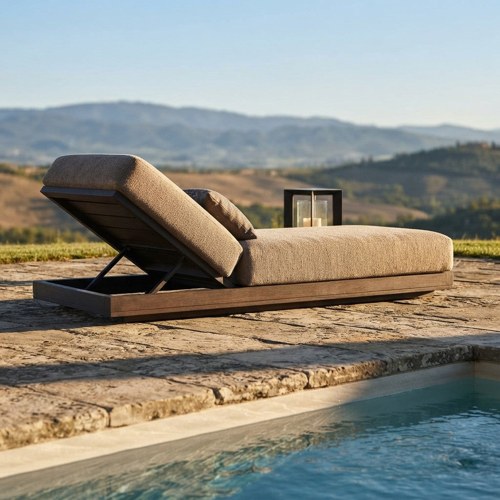 Wooden Outdoor Pool Sun Lounger