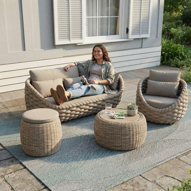 Outdoor Wicker Conversation Set