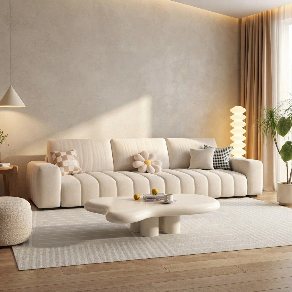 Compact Channel Tufted Velvet Sofa