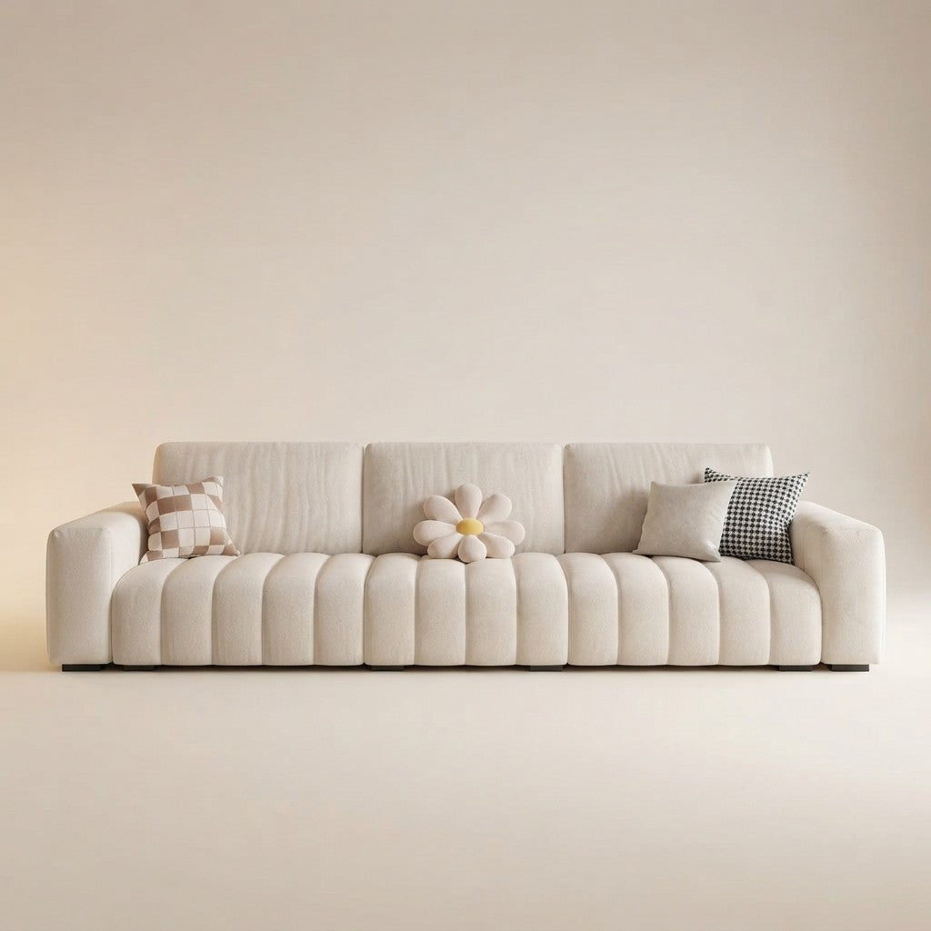 Compact Channel Tufted Velvet Sofa