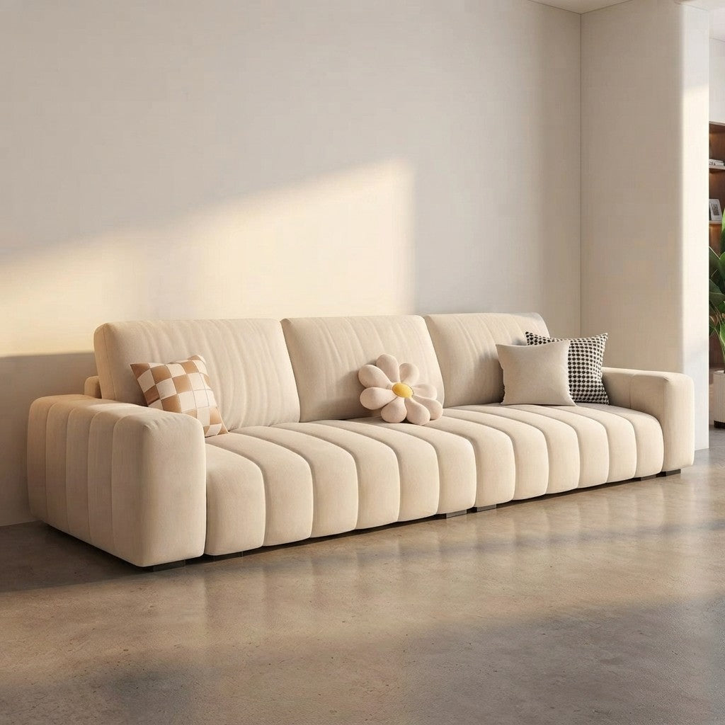 Compact Channel Tufted Velvet Sofa
