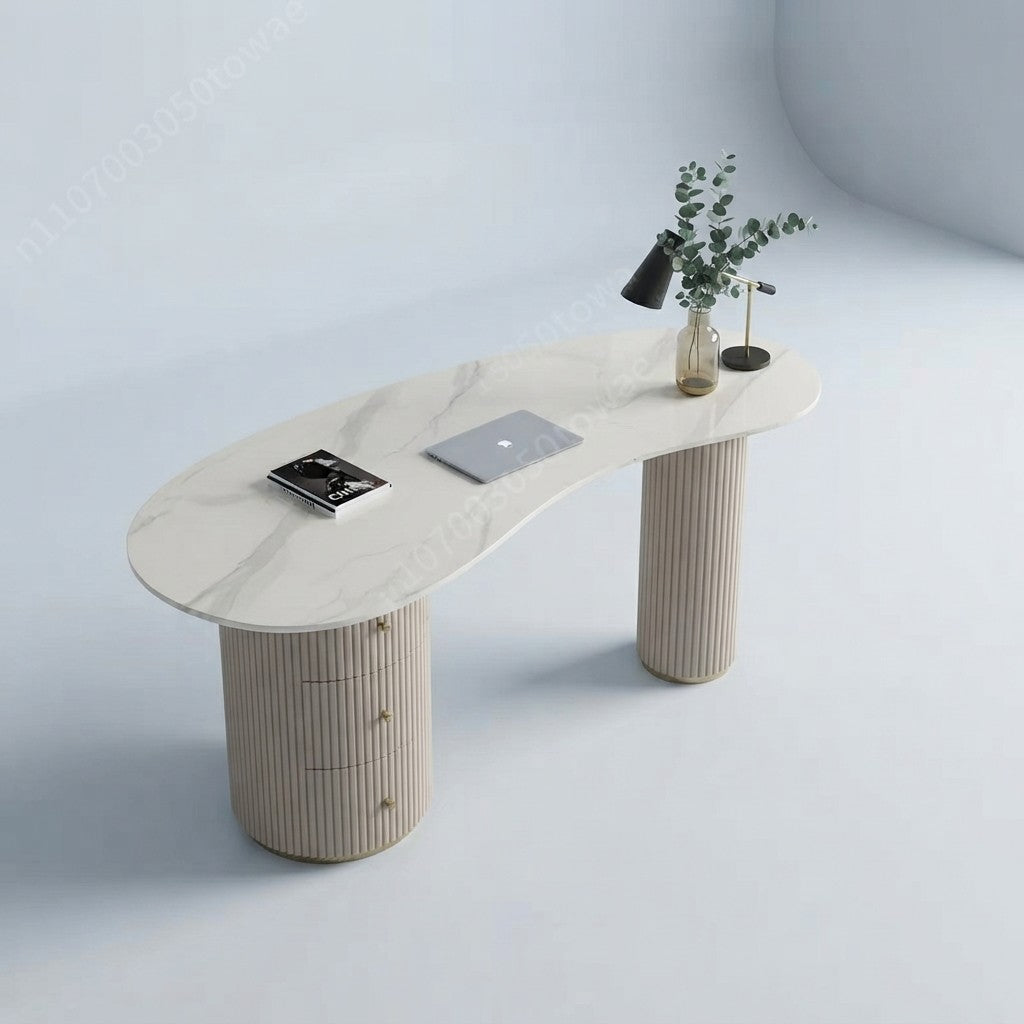 Modern Kidney-Shaped Sintered Stone Desk