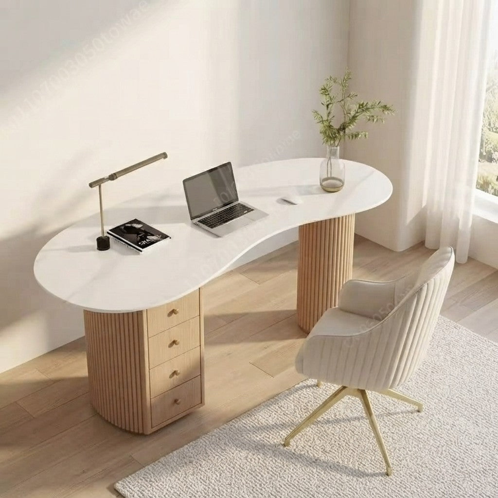Modern Kidney-Shaped Sintered Stone Desk
